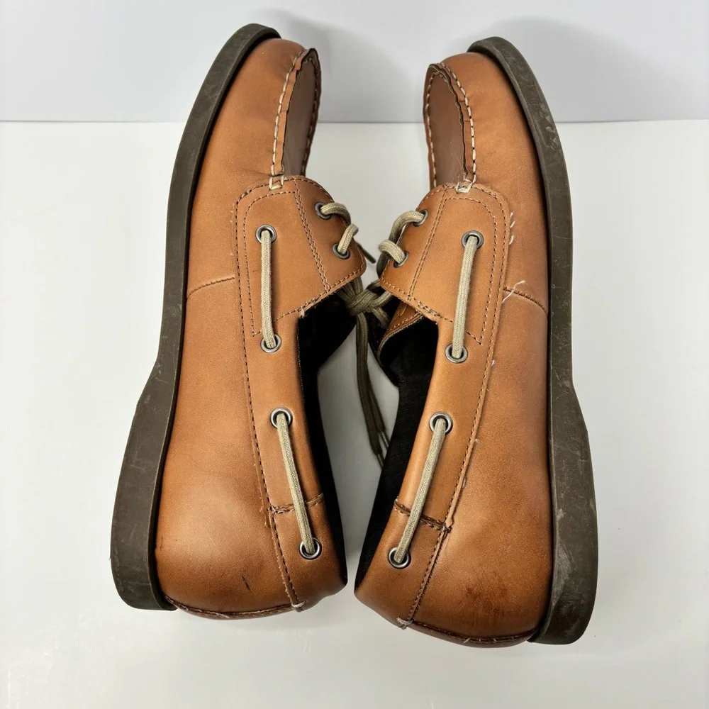 Chaps Boat Shoes Mens 10.5 M Casual Slip On Loafers Brown Fabric Benny Comfort